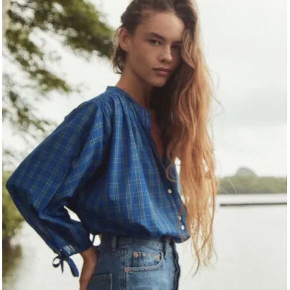 NWT DOEN O'Keeffe Top in Park Lane Plaid XS - Picture 2 of 13